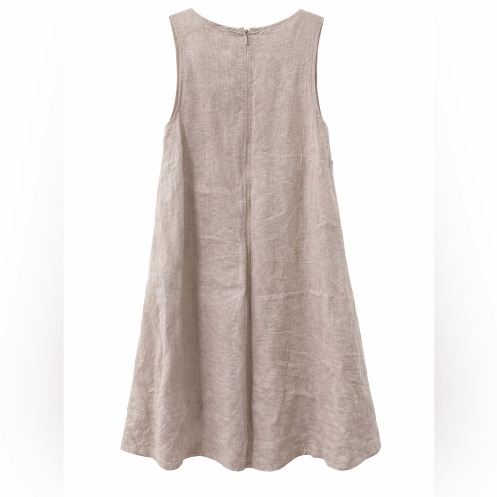 Vineyard Vines Linen Sleeveless Shift Dress Beige Size L - Picture 2 of 3